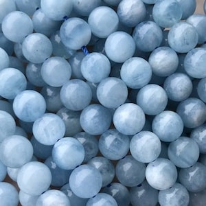 Genuine Natural 5A Grade Loose Round Semi Precious Stone Smooth Aquamarine Gemstone Beads 4mm 6mm 8mm 10mm Full Strand 15&quot;