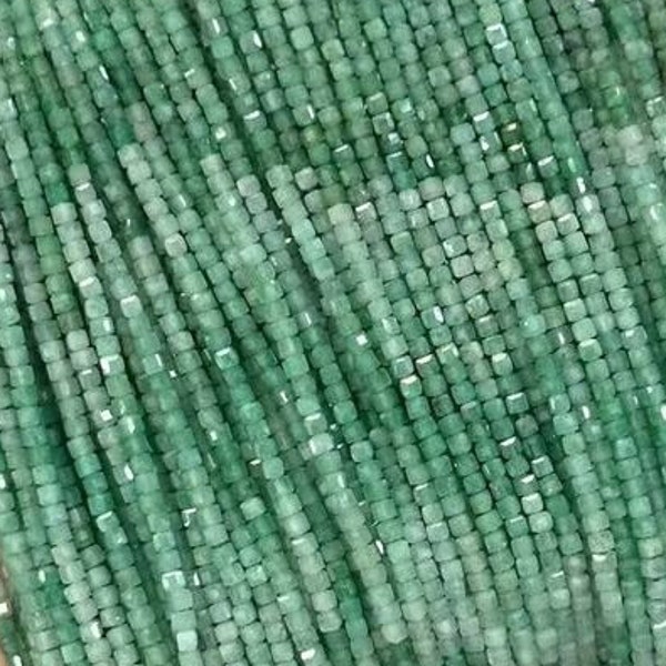 Genuine Real Natural Loose Faceted Cube Dice Square Gradient Green Emerald Gemstone Stone Beads for DIY Jewelry Making Full Strand 15.5"