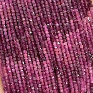 Genuine Real Natural Loose Faceted Cube Dice Square Gradient Red Ruby Gemstone Stone Beads for DIY Jewelry Making Full Strand 12.5&quot;