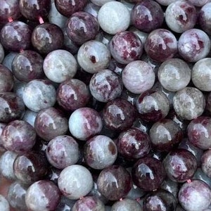 1 Full Strand 15.5&quot; A Grade Genuine Natural Loose Round Plum Tourmaline Gemstone Beads for DIY Jewelry Making Accessories 6mm 8mm 10mm