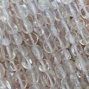 Echte natuurlijke onregelmatige steen gepolijst kiezelsteenklompje bergkristal helende edelsteen kralen voor het maken van sieraden 4 * 6 mm 6 x 8 mm volledige streng 15"