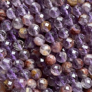 1 voller Strang 15 &quot;echte natürliche lose runde facettierte Heilstein Super Seven Amethyst Cacoxinite Lila Phantom Edelstein Perlen 6/8/10 mm