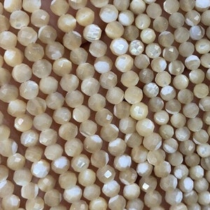 1 Full Strand 15.5“ 2/3/4mm Genuine Natural Loose Micro Faceted Real Round Brown Mother Of Pearl MOP Shell Gemstone Beads for Jewelry Making