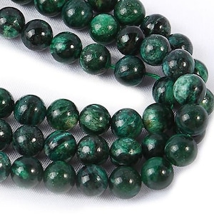 1 Full Strand 15.5&quot; Genuine Natural Loose Round Semi Precious Healing Stone Smooth Emerald Quartz Stone Gemstone Birthstone Beads 4/6/8/10mm