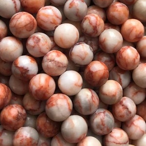 1 Full Strand 15.5&quot; Genuine Natural Loose Round Semi Precious Healing Stone Smooth Red Net Mesh Jasper Gemstone Beads 4mm 6mm 8mm 10mm 12mm