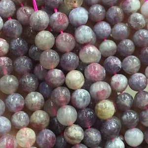 Genuine Natural Loose Round Smooth Pink Unicorn Stone Gemstone Plum Tourmaline Beads for Jewelry Making 4/6/8/10mm Strand 15&quot;