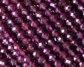 1 Full Strand 2mm/3mm Small Natural Loose Micro Round Faceted AAA Purple Almandine Garnet Gemstone from Mozambique Seed Stone Beads