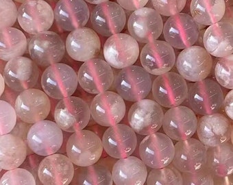 1 Full Strand 15.5" Genuine Natural Loose Round Healing Stone Smooth Cherry Sakura Agate Gemstone Beads for DIY Jewelry Making 4/6/8/10mm