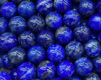 1 Full Strand 15" Genuine Natural Loose Round Semi Precious Genuine Natural 3A Grade Afghan Lapis Lazuli Gemstone Stone Beads 4/6/8/10mm