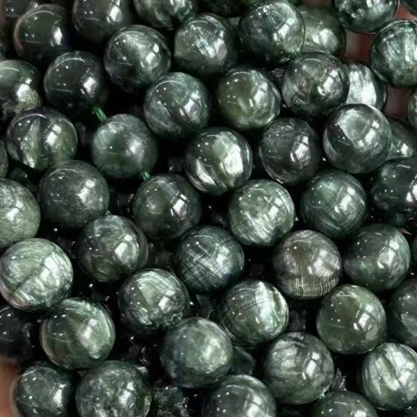 1 Full Strand 15.5" Genuine Natural Round Green Seraphinite Healing Energy Balance Stone Gemstone Beads for DIY Jewelry Making 6/8/10mm