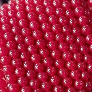 1 hel sträng 15,5" lösa runda släta labframställda rubinbarklyitsten ädelsten korundpärlor för DIY smyckestillverkning 2/3/4/5/6/8/10 mm