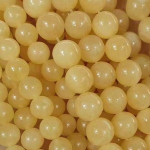 Round Smooth Genuine Natural A Grade Honey Yellow Jade Gemstone Beads Stone for DIY Jewelry Making 4/6/8/10/12mm Full Strand 15&quot;