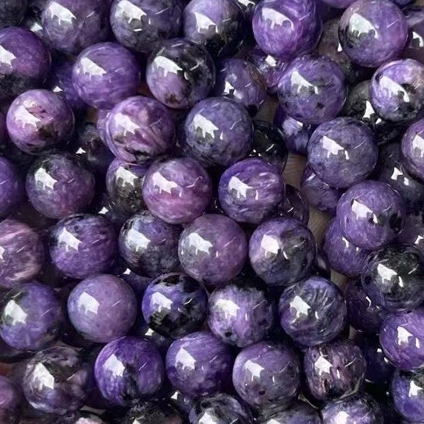 1 Full Strand Genuine Natural Real Healing Semi Precious Purple Charoite Gemstone Beads Beading for DIY Bracelet Necklace Jewelry Making