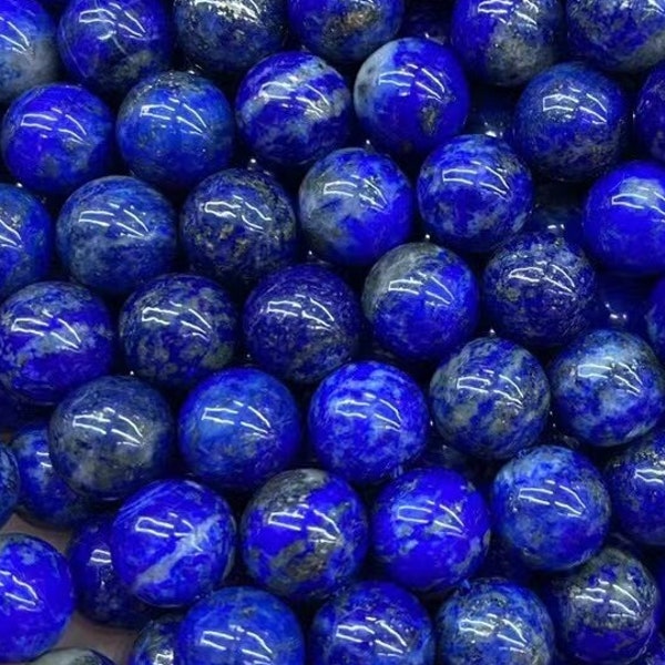 1 Full Strand 15" Genuine Natural Loose Round Semi Precious Genuine Natural 3A Grade Afghan Lapis Lazuli Gemstone Stone Beads 4/6/8/10mm