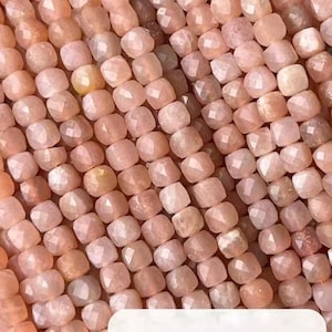 2/3/4 mm Äkta Naturliga Små Fasetterade Kubertärningar Fyrkantiga Solsten Ädelstenspärlor För DIY Smyckestillverkning Hel Strand 15"