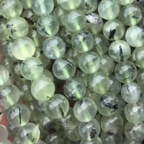 1 Full Strand 15.5" Genuine Natural Loose Round Semi Precious Stone Smooth Prehnite Gemstone Beads 4mm 6mm 8mm 10mm 12mm