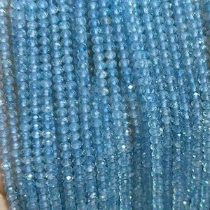 1 filo intero genuino topazio blu naturale Rondelle micro sfaccettato pietra preziosa scintillante pietre gemme distanziatore mini perline per creazione di gioielli fai da te