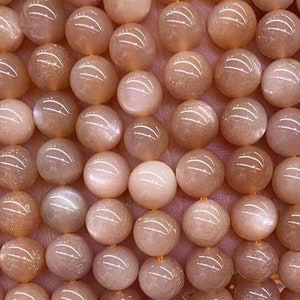 Genuine Natural 5A High Grade Loose Round Gemstone Smooth Peach Sunstone Gem Beads for DIY Jewelry Making 2/3/4/6/8/10mm Full Strand 15&quot;