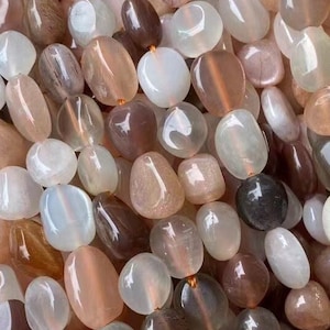 Genuine Natural Irregular Stone Pebble Nugget Mixed Sunstone Moonstone Healing Gemstone Beads for Jewelry Making 6 X 8mm Full Strand 15&quot;