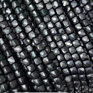 2/3/4mm Genuine Real Natural Faceted Cube Dice Square Black Tourmaline Gemstone Healing Stone Beads for DIY Jewelry Making Full Strand 15&quot;