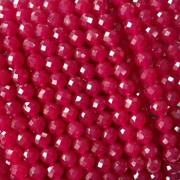 Micro Faceted Ruby Barklyite Beads 1 Full Strand Genuine Natural Loose Semi Precious Round Corundum Gemstone Healing Seed Stone Beads 15.5"