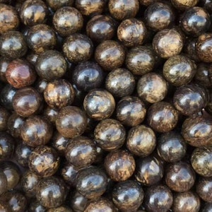 1 Full Strand 15.5&quot; Genuine Natural A Grade Loose Round Semi Precious Healing Stone Smooth Bronzite Gemstone Beads 4mm 6mm 8mm 10mm 12mm