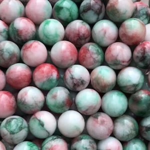 1 Full Strand 15.5&quot; Genuine Natural A Grade Loose Round Semi Precious Healing Smooth Colorful Flower Cold Jade Gemstone Beads 6mm 8mm 10mm