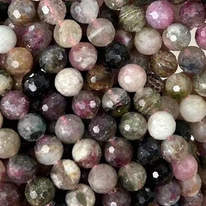 Gorgeous 1 Full Strand 15" Genuine Real Natural Shining Faceted Colorful Tourmaline Loose Round Healing Stone Gemstone Beads 4/6/8/10mm