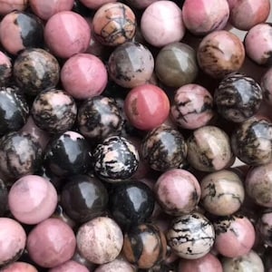 Genuine Natural A Grade Loose Round Semi Precious Smooth Black Lace Rhodonite Gemstone Beads 2/3/4/6/8/10/12mm Full Strand 15"