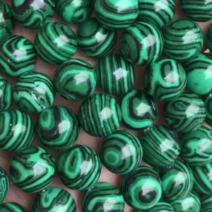 1 Full Strand 15.5&quot; Loose Round Semi Precious Synthetic Malachite Gemstone Beads 4mm 6mm 8mm 10mm 12mm