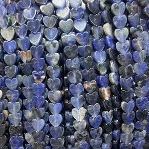 Voller Strang 6mm echte reale natürliche vertikal gebohrte Healing Edelstein flache Herzform blaue Sodalith Perlen für DIY Schmuckherstellung 15 "