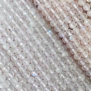 1 Full Strand 2/3/4/6mm Genuine Natural Loose Semi Precious Micro Round Faceted Healing Blue Moonstone Mini Gemstone Moon Stone Beads 15.5&quot;
