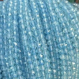Micro redondo facetado genuíno real natural azul topázio contas 1 fio completo solto pedra preciosa cura mini contas de pedra de semente 2mm/3mm/4mm/6mm 15.5"
