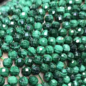 1 Full Strand Genuine Real Natural Loose Semi Precious Micro Real Round Faceted Tiny Green Malachite Gemstone Healing Seed Stone Beads 15.5&quot;