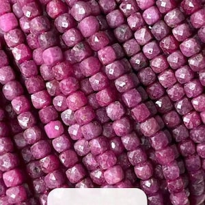2/3/4mm Genuine Real Natural Small Faceted Cube Dice Square Beads Ruby Gemstone Healing Stone Beads for DIY Jewelry Making Full Strand 15&quot;