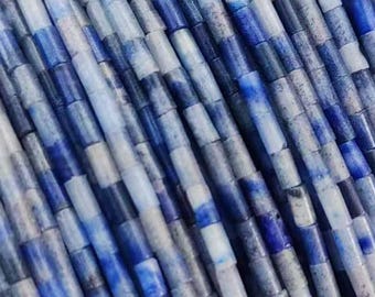 2 x 4 mm echte natuurlijke kleine mini buis blauwe aventurijn kralen cilinder edelsteen voor doe-het-zelf sieraden maken accessoires volledige streng 15"