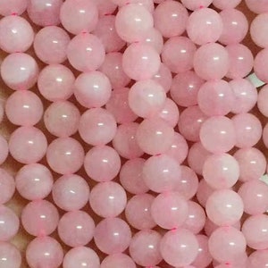 1 Full Strand 15.5" A Grade Genuine Natural Loose Round Semi Precious Opaque Rose Quartz Gemstone Beads 4mm 6mm 8mm 10mm 12mm
