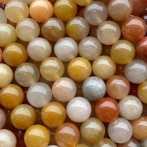 1 Full Strand Genuine Natural Loose Round Semi Precious Natural Smooth Healing Golden Jade Gemstone Beads 4mm 6mm 8mm 10mm 12mm