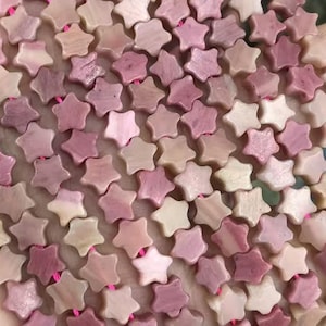 6mm Genuine Real Natural Healing Gemstone Flat Star Shape Rhodonite Beads for DIY Bracelet Necklaces Earrings Jewelry Making Full Strand 15&quot;