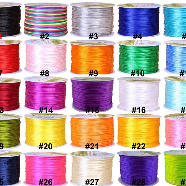 70 mètres/rouleau 1,5 mm nouage chinois nylon tressé queue de rat Kumihimo cordon de satin de soie perles macramé ruban ficelle fil avec bobine bobine