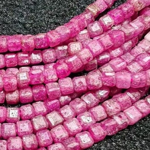 2mm 1 Full Strand Genuine Natural Faceted Cube Dice Square A Grade Ruby Beads Stone Gemstone Beads for DIY Jewelry Making 15&quot;