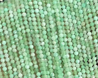 1 Full Strand 2/3/4mm AAA Grade Genuine Natural Loose Semi Precious Round Micro Faceted Healing Chrysoprase Gemstone Stone Beads 15.5"