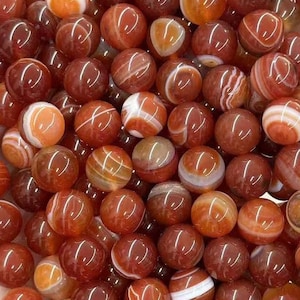 1 Full Strand 15.5&quot; Genuine Natural Loose Round Smooth Red Lace Striped Agate Sardonyx Gemstone Beads 4mm 6mm 8mm 10mm 12mm