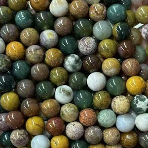 Genuine Natural Ocean Jasper Gemstone Beads 6-12mm, Stone Strand 15 Inches