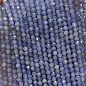 Genuine Natural Round Micro Faceted Tanzanite Gemstone Beads, 2/3/4mm 15" Strand
