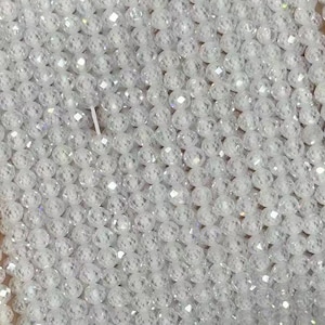 Micro Faceted Round White Clear Cubic Zirconia Beads 2/3/4/6mm Loose CZ Gemstone Mini Stone Beads for DIY Jewelry Making Full Strand 15.5&quot;