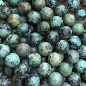 Genuine Natural Round Semi Precious Natural Smooth African Turquoise Gemstone Beads for Jewelry Making 2/3/4/6/8/10/12mm Full Strand 15“