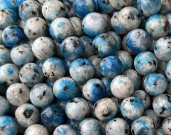 1 voller Strang 15.5 "lose runde glatte K2 Azurit Blau Kiwi Jaspis Heilung Energie Edelstein Perlen für DIY Schmuckherstellung 6mm 8mm 10mm