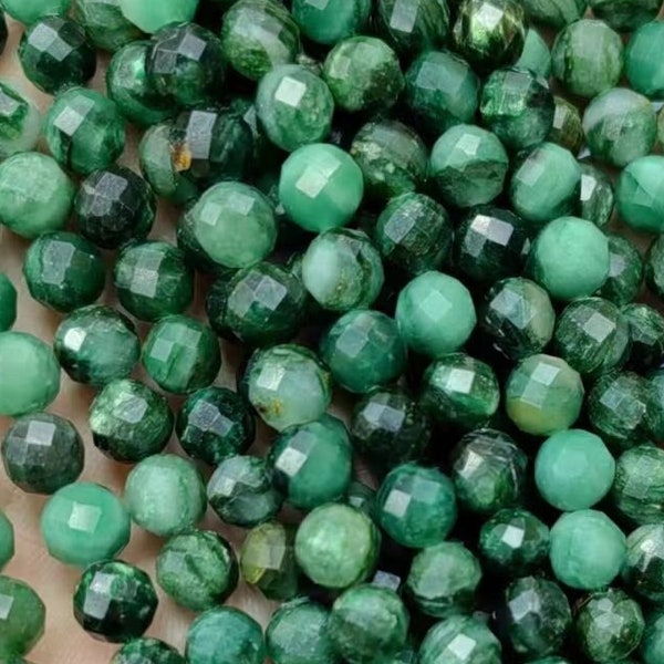Sparkling 1 Full Strand 15" Genuine Real Natural Shining Faceted Brazil Emerald Loose Round Healing Stone Gemstone Stone Beads 4/6/8/10mm