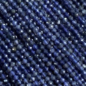 Genuine Authentic Natural Loose Micro Real Dichroite Lolite Round Faceted Cordierite Gemstone Iolite Mini Stone Beads 2/3/4/6mm Full Strand